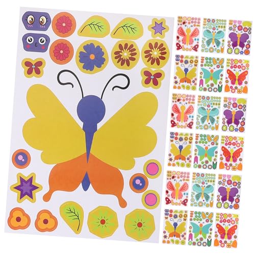 BESTonZON 27 Blatt Schmetterlings-Puzzle-Aufkleber Puzzlematte Schmetterlingsaufkleber Lustiger Puzzle-Aufkleber Aufkleber Mit Cartoon-Schmetterlingen DIY Schmetterlingsaufkleber PVC von BESTonZON