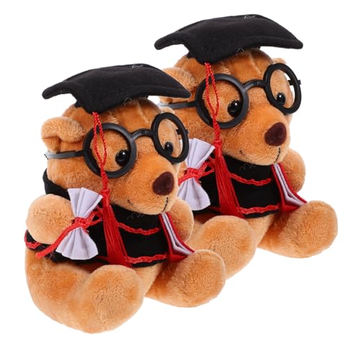 BESTonZON 2St Abschluss Plüschtier Spielzeuge Birthday Abschlussgeschenk für Klassenkameraden Dekoration Toy Puppen Tiere Bärenpuppe entzückende Abschlusspuppe SHU Fussel von BESTonZON