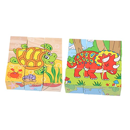 BESTonZON 2St Dreidimensionales Puzzle Kinder blockieren rätsel Lernspielzeug Tier Puzzles kinderzimmerdeko Dekoration kinderzimmer holzrätsel Cartoon-Rätsel Cartoon-Puzzle-Spielzeug hölzern von BESTonZON