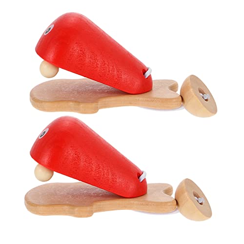 BESTonZON 2St Fischkastagnetten Mini- für Mädchen für kinderinstrumente Instrument Haushalt Kastagnette interessantes Kastagnettenspielzeug Holz rot von BESTonZON