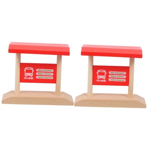 BESTonZON 2St Gleiszubehör Holz Zugbahn Zubehör Kinder Spielzeug Eisenbahn spielzimmer Bahnhofsgleise Kinder-Bahnsteig-Spielzeug Simulationsbahnsteigmodell DIY-Bahnsteigmodell hölzern rot von BESTonZON