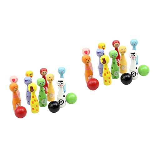 BESTonZON 2St Lernspielzeug kinderzimmerdeko Room Decoration Geburtstag gastgeschenke Kinder pädagogisches Spielzeug motorik Spielzeuge hölzern einstellen Tier Bowling Fitness Bambus von BESTonZON