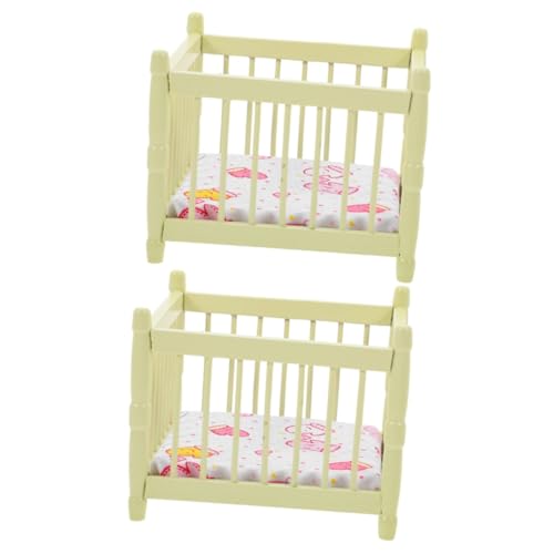 BESTonZON 2St Puppenhaus Krippe Mini-Hausmöbel Minibett für Puppen Mini-Hausschmuck puppenbett Spielzeug Kinderzimmer Miniaturmöbel Spielzeug Puppenbetten Spielzeug Babybett Polyester von BESTonZON