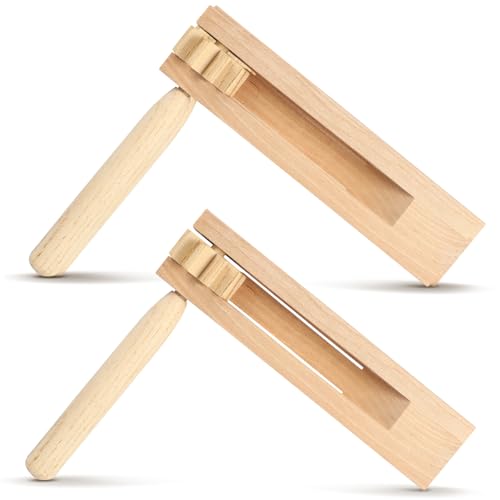 BESTonZON 2St Resonanzboden Pfeife Handklöppel Geräuschemacher Geräuschmacher Handklatscher Perlen Holz ratsche kinderinstrumente Craft Musikinstrument Ratschengeräuschemacher hölzern Beige von BESTonZON