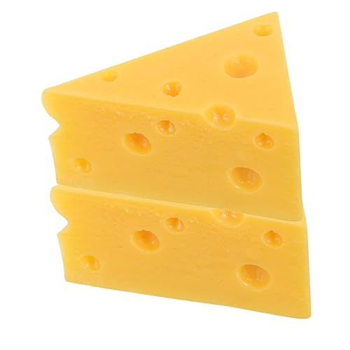 BESTonZON 2St Simulationskäsemodell Käse-Modell falsche Käsescheiben realistischer Käse Faux-Mousse-Kuchen Simulation Käse Leichtgewichtige Accessoires Käse-Requisite Hausdekore Harz Yellow von BESTonZON