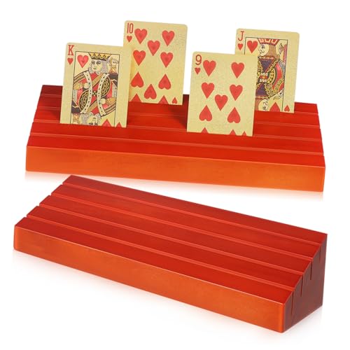 BESTonZON 2St Spielkartensockel aus Holz Domino-Fliesenständer Tabletts Spielen Kartenvitrine Halter Spielen spielkartenhalter Spielkarten Halterung Holzständer Kartenfach Kiefernholz Brown von BESTonZON