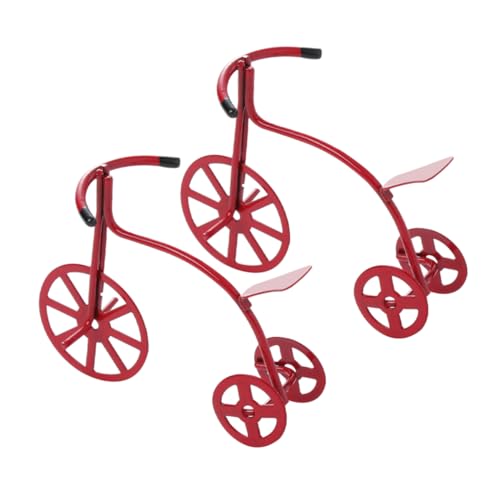 BESTonZON 2St Zubehör für Puppenhäuser Fahrradverzierung Fahrräder für Puppenhäuser Miniatur-Dreiradmodell Mini-Fingerbike Mini-, Miniatur-Fahrrad Miniatur-Kunstfahrrad Legierung rot von BESTonZON