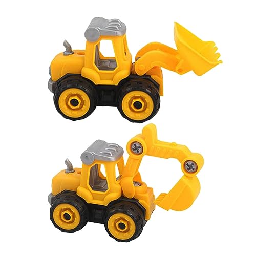 BESTonZON 2er Set DIY Zusammenbau Spielzeugfahrzeuge Ingenieur Mit Einem Bagger Und Einem Bulldozer Lernspielzeug Für Ab 3 Jahren Fördert Kreativität Und Motorik von BESTonZON