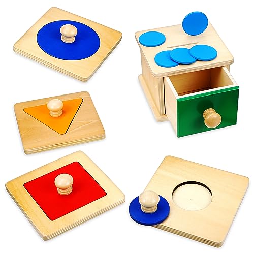 BESTonZON Spielzeug 2er Set Lernspielzeug Für Kleinkinder Ünzbox Mit Geometrischen Puzzleboards Pädagogisches Zur Der Objektpermanenz Für Babys Und Kleinkinder Spielzeug Baby von BESTonZON