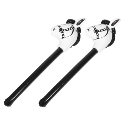 BESTonZON 2st Aufblasbarer Pferdestock Stockpferd Pferdestockspielzeug Auf Stock Pferdekopf Aufblasbar Aufblasbare Cowgirl-party Pferdekopfstock Cowboy-luftballons Black Pvc von BESTonZON