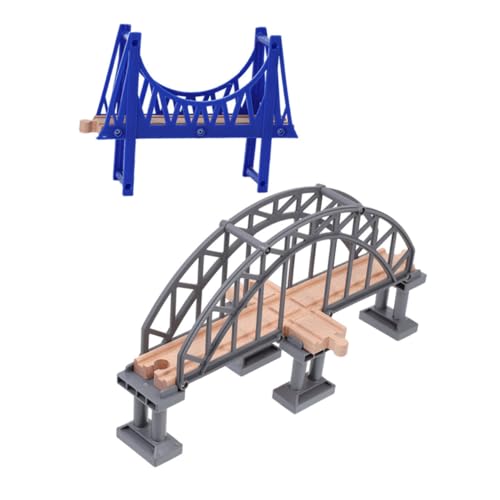 BESTonZON 2st Bahngleisbrücke Dekorative Eisenbahnbrücke Dekoratives Brückenmodell Zugszenen-Layout-Requisite Modellbahn Zubehör Ersatz-eisenbahnbrücke Eisenbahnbrücke Spielzeug Abs von BESTonZON