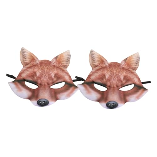 BESTonZON 2st Halloween-maske Simulierter Fuchs Halloween-3d-tiermaske Gesichtsmaskenkostüm Fuchsmaske Fuchs Maskerade Maske Kitsune-maske Schreimaske Maskerade-maske Fuchs Hälfte Yellow Eva von BESTonZON