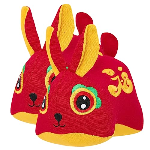 BESTonZON 2st Jahr des Hasen-maskottchens Jahr Der Hasen-Maskottchen-Puppe Plüschtiere Schönes Kaninchenpuppenspielzeug Schöne Hasenpuppe Puppen Zartes Hasenspielzeug Pp Baumwolle von BESTonZON