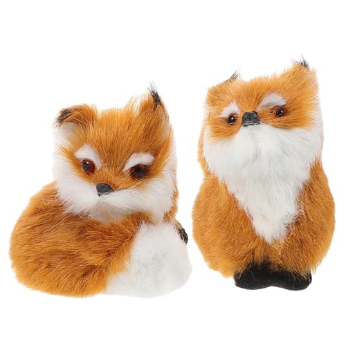 BESTonZON 2st Kleine Fuchsverzierung Plüschtier Fuchs Simulation Plüschtiere Waldtierfiguren Simulationstiere Fuchs-Ornament Kuscheltiere Aus Dem Wald Fuchsplüsch Light Brown Kunstfell von BESTonZON