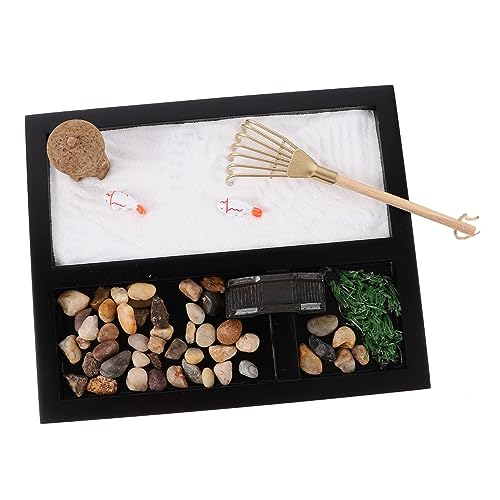 BESTonZON 2st Miniaturlandschaft Mit Sand Desktop-Zen-Garten Sandkasten Für Den Desktop Tischdekoration Aus Sand Zen-gartentablett Mini-sandgarten Mini-zengarten Desktop-sandgarten Black von BESTonZON