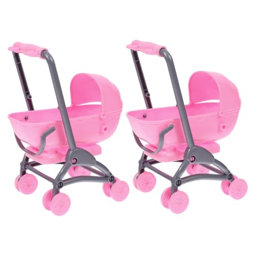 BESTonZON 2st Spielzeugkinderwagen Für Kinder Einkaufswagen-Spielzeug Kinderwagen Spielzeug Mini-puppenwagen Puppenmöbelmodell Mini-puppenkinderwagen-Requisite Puppenhochstuhl Abs Rosa von BESTonZON