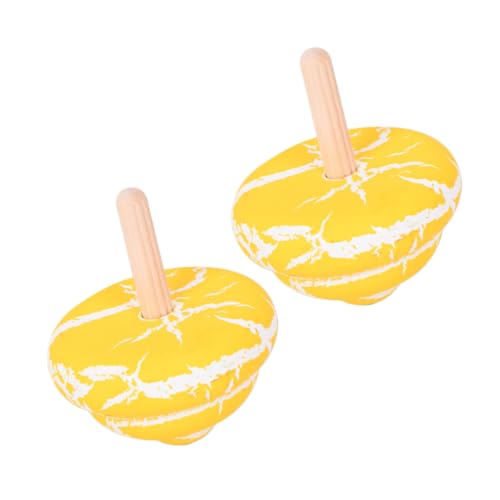 BESTonZON 2st Spitze Knacken Krippenspielzeug Für Kinder Spinnenoberteil Dreidel Für Kinder Gyroskope Lernspielzeug Gyroskop Spielzeug Twerking-Spielzeug Top-Spielzeug Hölzern Yellow von BESTonZON