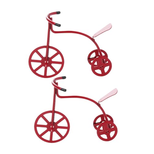 BESTonZON 2st Zubehör Für Puppenhäuser Mini-Bike-Figur Mini-fingerbike Fahrradverzierung Mini-Bike-Modell Mini-Finger-Bike-Spielzeug Puppenhaus-Dreirad Miniatur-dreiradmodell Legierung Rot von BESTonZON