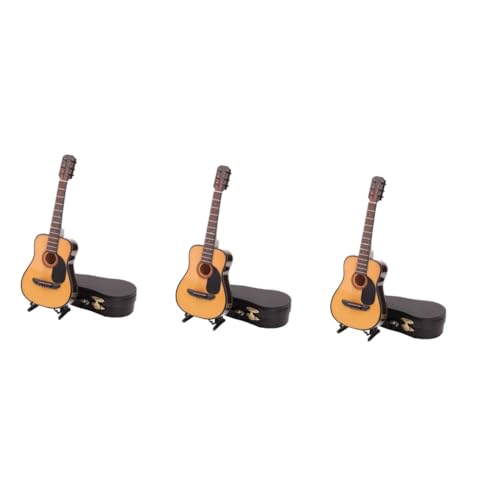 BESTonZON 3 STK Mini-Gitarren-dekor Winzige Gitarre Gitarrenmodell Miniatur Gitarre Desktop-Gitarren-dekor Akustikgitarren-Statue Gewichtetes Schoßpolster Miniaturen Musik Bambus von BESTonZON