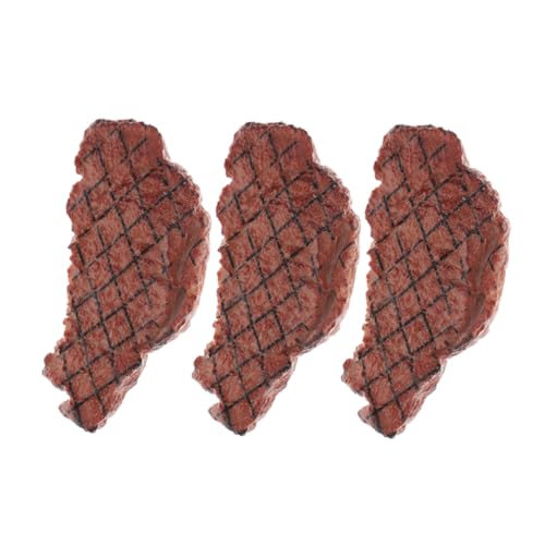 BESTonZON 3 STÜCKE Teiliges Realistisches Fake Steak Modell aus Kunststoff Detailgetreue Kochfleisch Dekoration mit Lebensechter Textur und Farbecht für Küchen und Restaurant Display BESTonZON 3 STÜCKE Teiliges Realistisches Fake Steak Modell aus Kunststoff Detailgetreue Kochfleisch Dekoration mit Lebensechter Textur und Farbecht für Küchen und Restaurant Display von BESTonZON