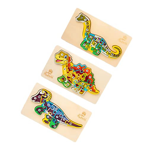 BESTonZON 3 Sätze Dinosaurier 3D-Puzzle Modell-Puzzle-Spielzeug Stapelspiele Für Vorschulkinder Blockspielzeug Zusammengebautes Tierspielzeug Kinderpuzzle Gehirnspielzeug Brettspielzeug Holz von BESTonZON