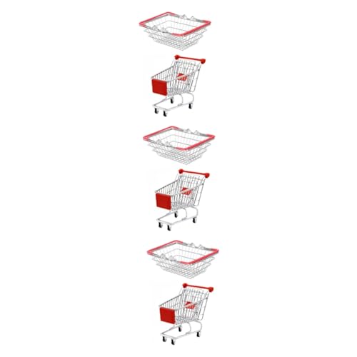 BESTonZON 3 Sätze Essenskorb aus Eisen einkaufskorb Storage Baskets einkaufkorb Spielzeug zur Schreibtischaufbewahrung Lebensmitteleinkaufswagen vorgeben Mädchenspielzeug einkaufstrolley von BESTonZON