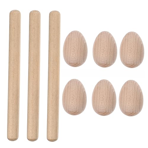 BESTonZON 3 Sätze Holz Ei Rhythmus Stick Rhythmusstöcke im Klassenzimmer Musikspielzeug Instrument Holzrhythmusstäbe Musikholzstäbe Kinder, die Stöcke Rhythmusschläger für Kinder von BESTonZON