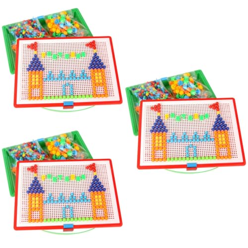 BESTonZON 3 Sätze Kreatives Puzzlespielzeug Für Kinder 296-Teiliges Puzzlespielzeugset Mit Pilznägeln Kreatives Steckbrett Für Kinder Pädagogisches Kunst- Und Bastelspiel DIY-Bausteine von BESTonZON