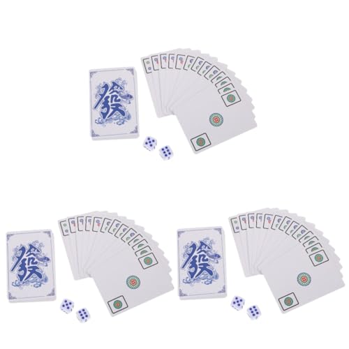 BESTonZON 3 Sätze Mahjong-Poker Party-Mahjong-kit Zubehör Für Mahjong-Karten Chinesisches Mahjong-kartenspielzeug Mini-Mahjong-kartenspielgerät Mahjong-Spielzeug Miniaturbausätze Papier von BESTonZON