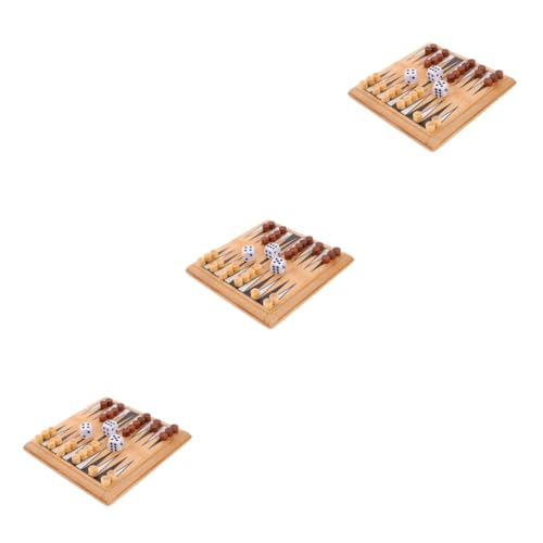 BESTonZON 3 Sätze Mini-Backgammon Desktop-Spielzeug Schachspielzeug Für Kinder Mini-tragbares Schachspielzeug Partyschachspielzeug Spielzeug Für Tischplatten Dame Brettspiel Bambus von BESTonZON