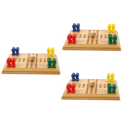 BESTonZON 3 Sätze Mini-Ludo Tischschachspielzeug interessantes Schachspielzeug Flugschach Spielzeug jucarii pentru copii hühner Spielzeug Schachbrett Spielzeug Partyschachspielzeug Bambus von BESTonZON