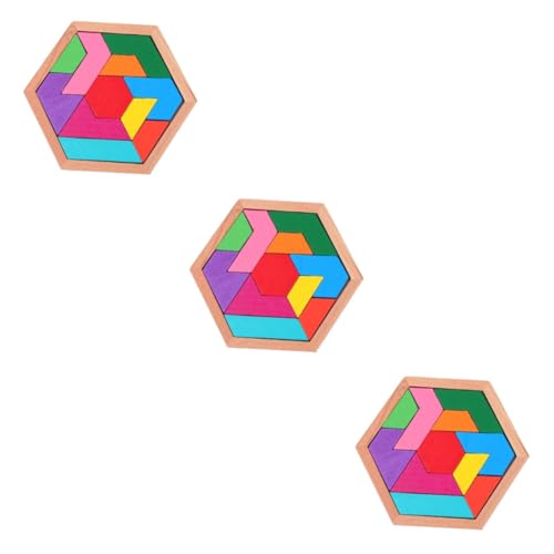 BESTonZON 3 Sätze Puzzle-Bausteine Tangram Kinder Puzzle rätselbuch Kinder Hirntraining logikspiele Geduld Spielzeug klassisch Blöcke nervenaufreibend Umweltfreundliche Farbe auf Wasserbasis von BESTonZON