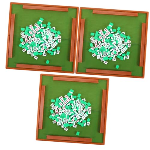 BESTonZON 3 Sätze Reise Freizeit Mahjong Reise-Mahjong-Spielzeug tragbares Mahjong-Kit Mahjong-Matte Chinesische Version Mahjong Kollege famaliguy Tisch-Mahjong-Kit Party-Mahjong-Kit Abs von BESTonZON