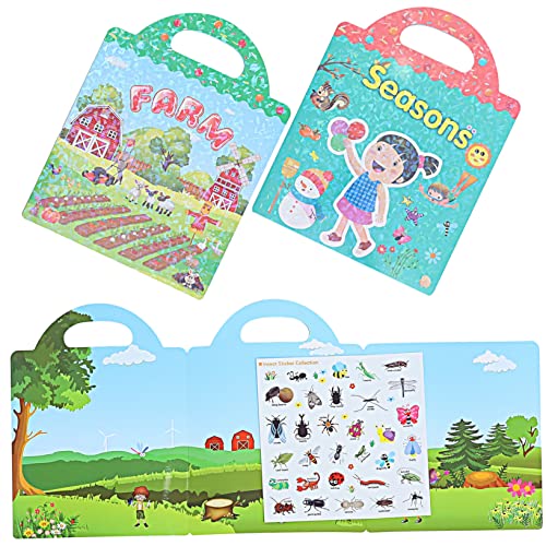 BESTonZON Kinderzimmer-Sticker-Boom 3er-Pack Wiederverwendbare Stickerbücher für Jungen und Mädchen Lernspielzeug Heimdekoration von BESTonZON