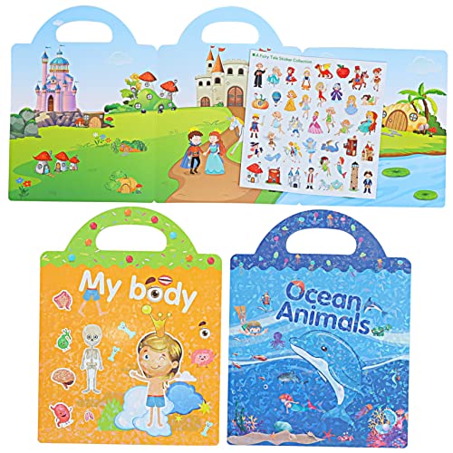 BESTonZON 3 Sätze Stickerbuch für Kinder stickerheft Kinder stickerbücher für Kinder Mein Body-Sticker-Buch Stickerbücher aus Papier Aufkleber Partybevorzugung Cartoon-Stickerbuch Prinzessin von BESTonZON