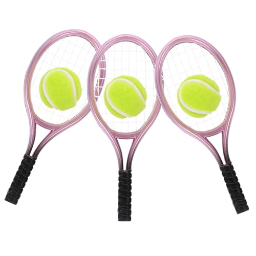 BESTonZON 3 Sätze Tennisschläger Tennis Tennisschläger-dekor Tennisschlägermodell Dekoratives Mini-hauswerkzeug Miniatur-tennisschläger Mini-Spielzeug-Tennis Badminton Sportdekor Plastik von BESTonZON