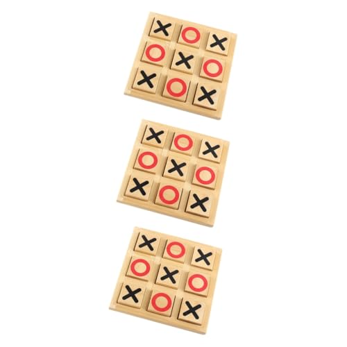 BESTonZON 3 Sätze -Toe Tics Tac Toe Familienspiel Strategie-Brettspiel Brettspielspielzeug Lernspielzeug Pädagogisches Spielzeug Schach Spielzeug Schachbrettspielzeug Holz Khaki von BESTonZON