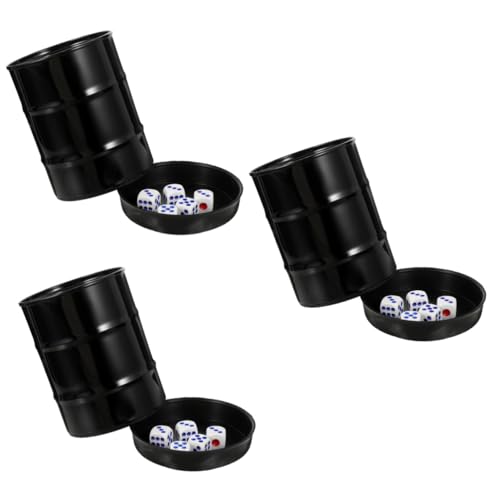 BESTonZON 3 Sätze Würfelbecher-Set Würfelbehälter Zubehör Für Würfelspiele Würfelspiel Shaker Gepolsterter Würfelbecher Tasse Würfelbecher Schütteln Würfelbecher Mit Deckel Plastik Black von BESTonZON