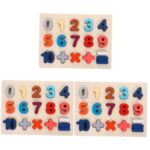 BESTonZON 3 Sätze Zahlenpuzzle-Spielzeug Kinder Puzzle rätselbuch Kinder pädagogisches Babyspielzeug Spielzeug zum Lernen von Zahlen Kinderspielzeug Spielzeuge Kinder Lernen Spielzeug Anzahl von BESTonZON