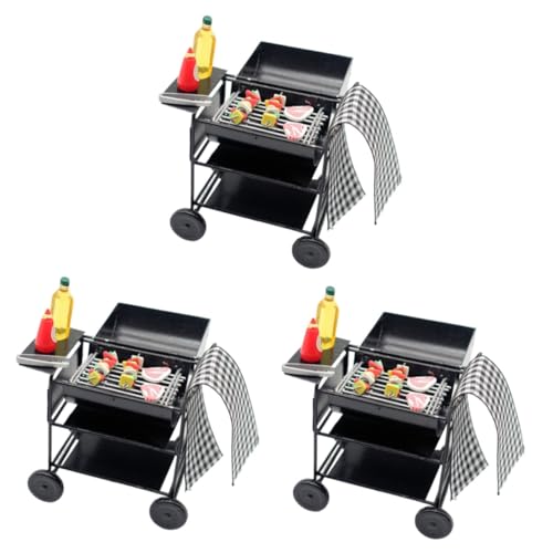 BESTonZON 3 Sets Mini Grill Dekor Puppenhaus Grill Modell Für Kleines Miniatur Grill Grill Modell Rollenspiel Spielzeug Küchengeräte Kleiner Grill Mini Küchen von BESTonZON