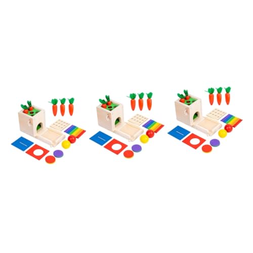 BESTonZON 3 Sätze Münzbox Spielzeug Kinderspielzeug Spielzeug für Kleinkinder spielzeuge für Kinder Toys for Kleinkindspielzeug Sinnesspielzeug aus Holz Lernspielzeug 4 in 1 Blöcke von BESTonZON