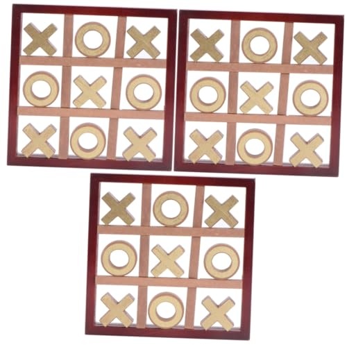 BESTonZON 3 Sets Xo Schach Kinderspielzeug Lernspielzeug Interaktives Spielzeug Interaktives Spielzeug Strategie Brettspiel Brettspiel Spielzeug Eltern Kind Interaktionsspielzeug Holz von BESTonZON