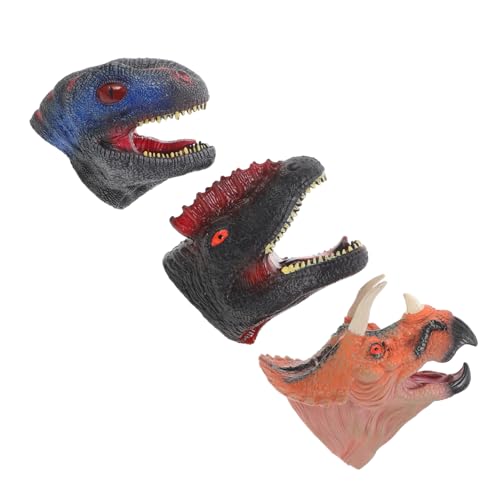 BESTonZON 3 Stück Dinosaurier Handpuppen Spielzeug Dinosaurier Puppen Hand Tier Spielzeug Interaktive Handpuppen Für Kinder Dino Handpuppen Kinder Badespielzeug Dinosaurier Kopf von BESTonZON