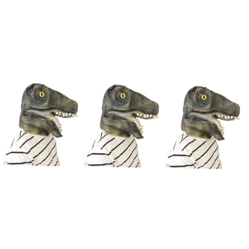 BESTonZON 3 Stück Kostüm Dinosaurier Maske Kleidung Kostüm Dinosaurier Kopfmaske Halloween Dinosaurier Maske Gruselige Dinosaurier Maske Dinosaurier Kopf Kostüm Tier Kopfbedeckung von BESTonZON