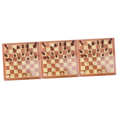 BESTonZON 3 Teiliges Set Holz Klappbrettspiel Rustikales Schachbrett Tragbares Schach Reise Schachbrett Memory Match Stick Schach Dame Brettspiel Klappbrett Schachspiel Spielzeug von BESTonZON