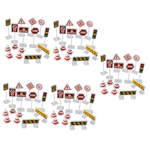 BESTonZON 30 Sätze Straßensperre Zeichen Mini-Anzeige Straßenkegel Puzzle-Spielzeug Straßensperre Spielzeug verkehrserziehung Spielzeug für Kinder Spielzeuge Verkehrszeichen Lernspielzeug von BESTonZON