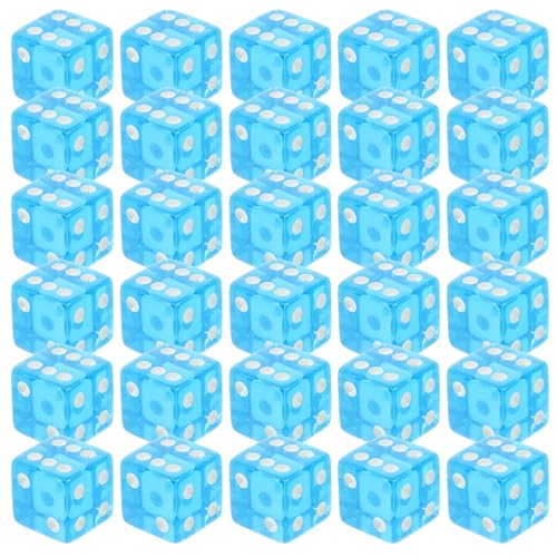 BESTonZON 30st Himmelblaue Würfel Partywürfel Mehrseitige Würfel Würfelspielspielzeug Würfel Masse Würfel Für Spiel Tragbare Würfel Große Würfel Brettspielwürfel Spiel Würfel Acryl Sky-Blue von BESTonZON