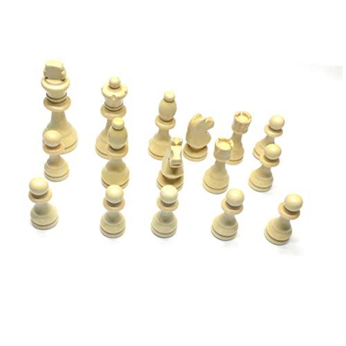 BESTonZON 32 Stück Schach zubehör schachfiguren groß Schachspiel für Kinder schachfiguren Set Schachspiel für Anfänger Unterhaltung Schach Ersatz für EIN Schachspiel Schachbrett Hölzern Weiß von BESTonZON