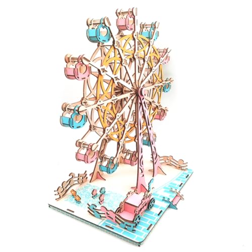 BESTonZON 3D Holzpuzzle Riesenrad Buntes DIY Puzzle Für Kreatives Zum Zusammenbauen Mit Schraubenzubehör Fördert Die Motorik Und Fantasie Ideal Für Drinnen Und Draußen von BESTonZON