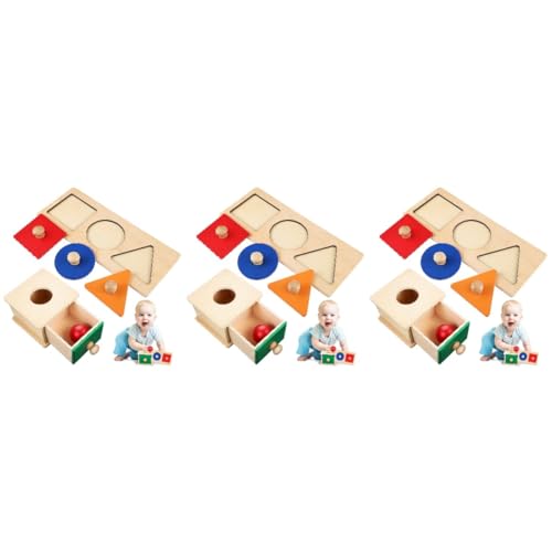 BESTonZON 3Er-Set-Box Montessori Lehrmittel Geometrie-Rätsel für Kinder Holzpuzzles für Kinder Spielzeug für Kleinkinder aufbewahrungsdose Kinderspielzeug Schublade Lernspielzeug für Kinder von BESTonZON